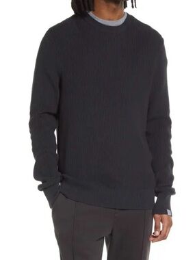 $278 Rag & Bone Raglan French Terry Cotton Sweatshirt Black Dark Charcoal L